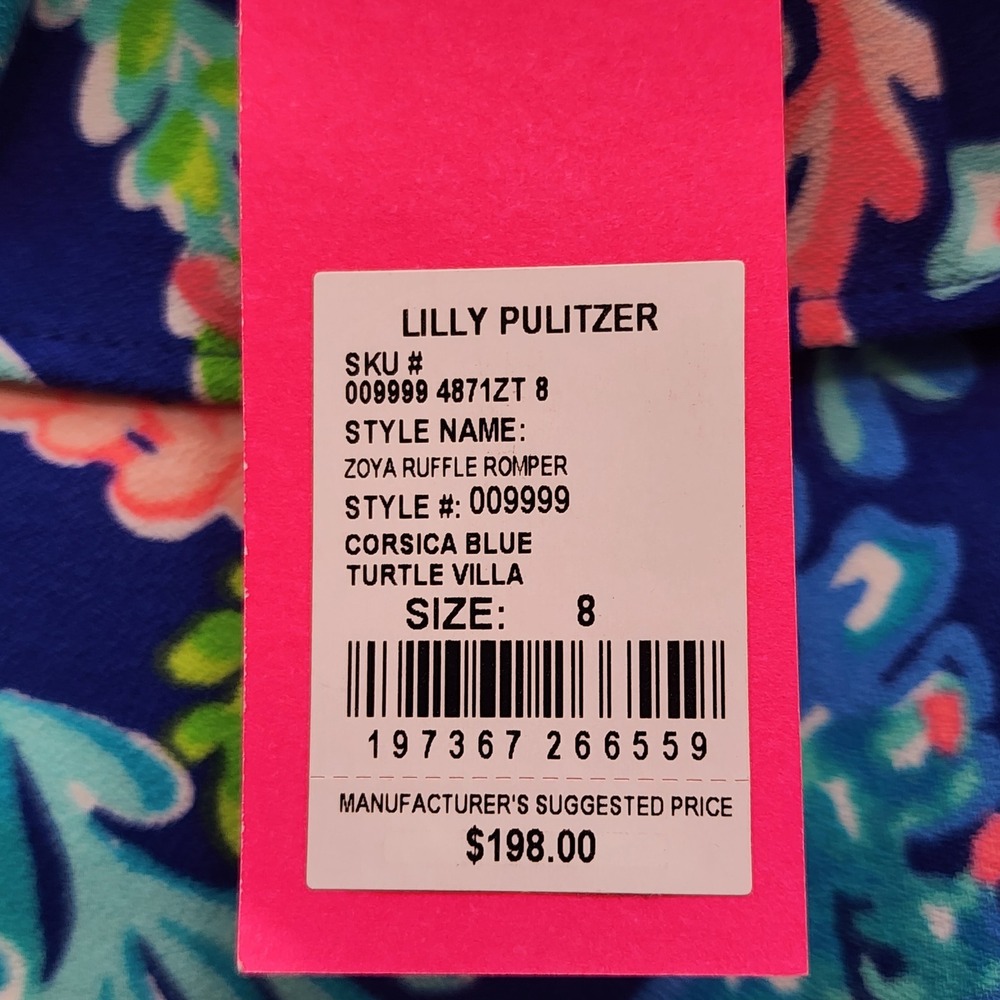 NWT Lilly Pulitzer Zoya Ruffle Sea Turtle Print Skort Romper Resort Size 8 - Picture 6 of 11